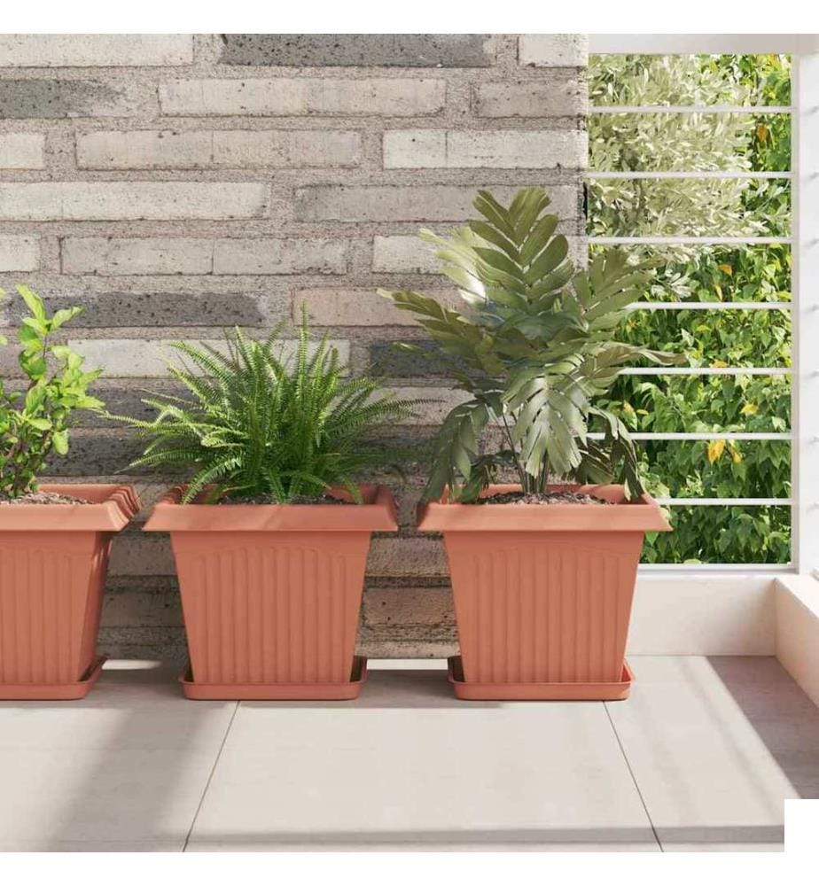 vidaXL Pot de Fleurs Carré 6 pcs Rouge brique 28,5 x 28,5 x 22 cm