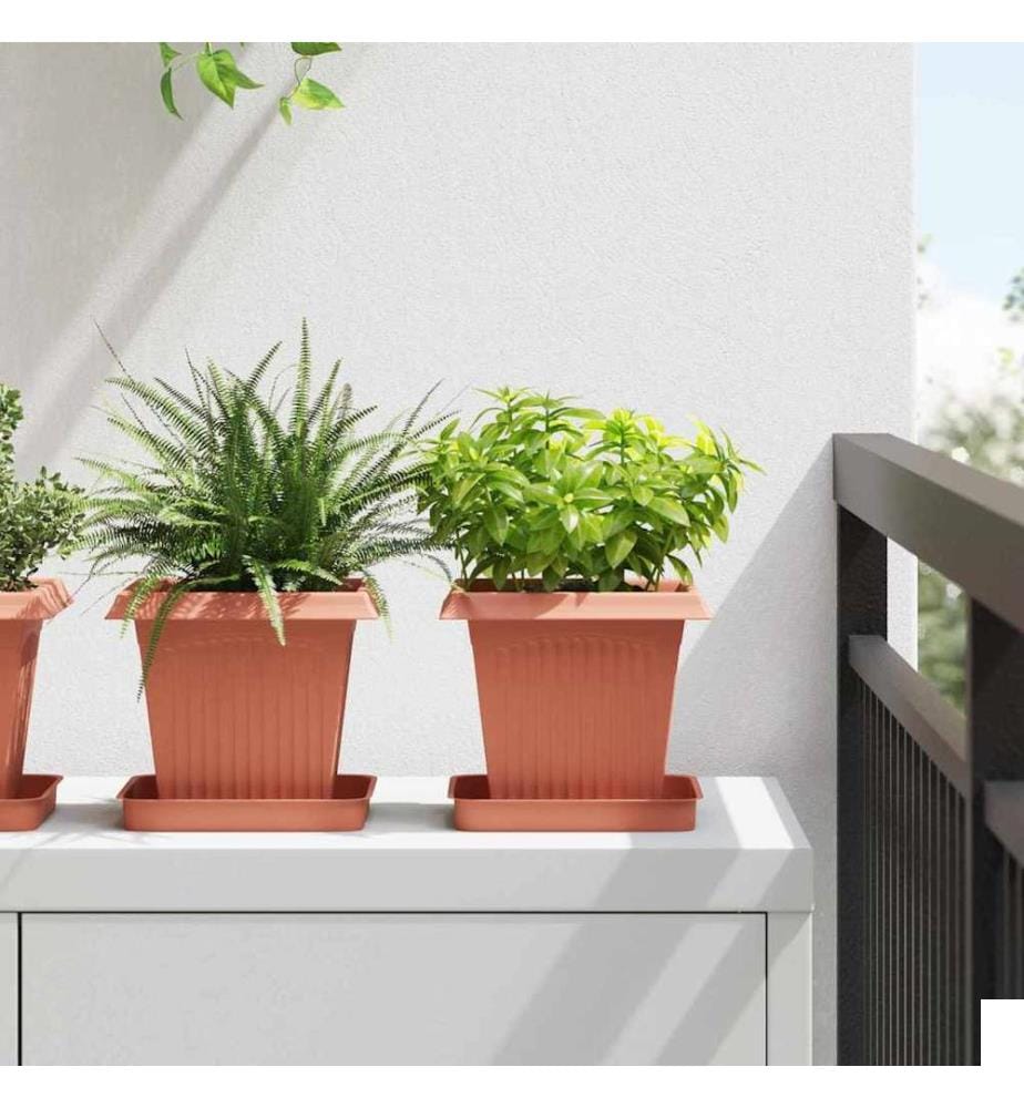 vidaXL Pot de Fleurs Carré 24 pcs Rouge brique 16 x 16 x 14 cm