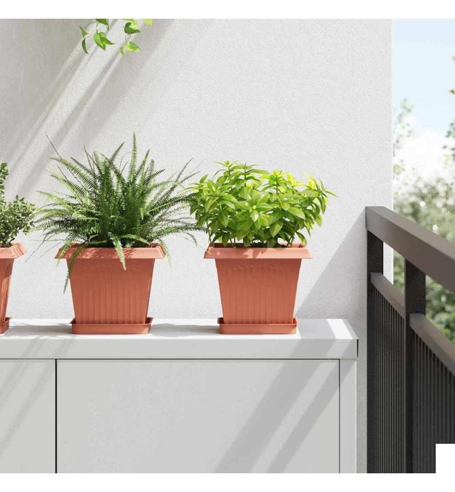 vidaXL Pot de Fleurs Carré 24 pcs Rouge brique 20 x 20 x 16 cm