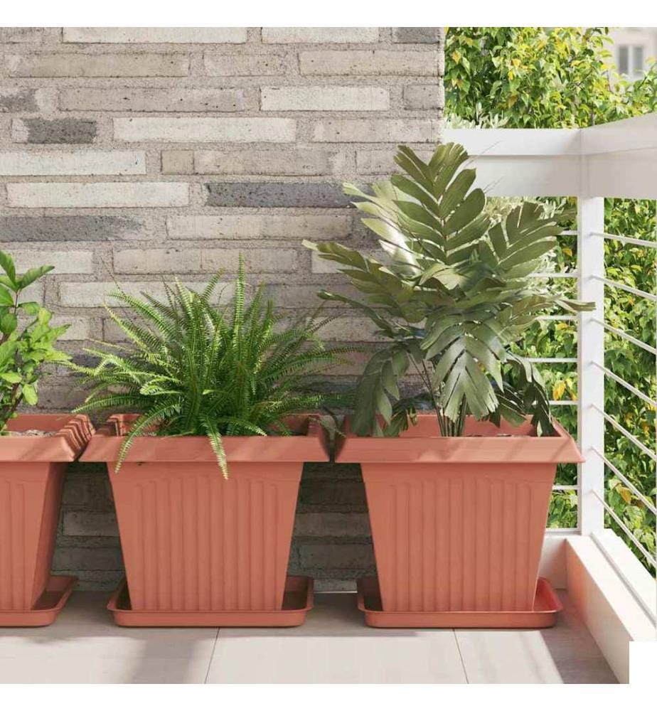 vidaXL Pot de Fleurs Carré 24 pcs Rouge brique 43 x 43 x 33,5 cm