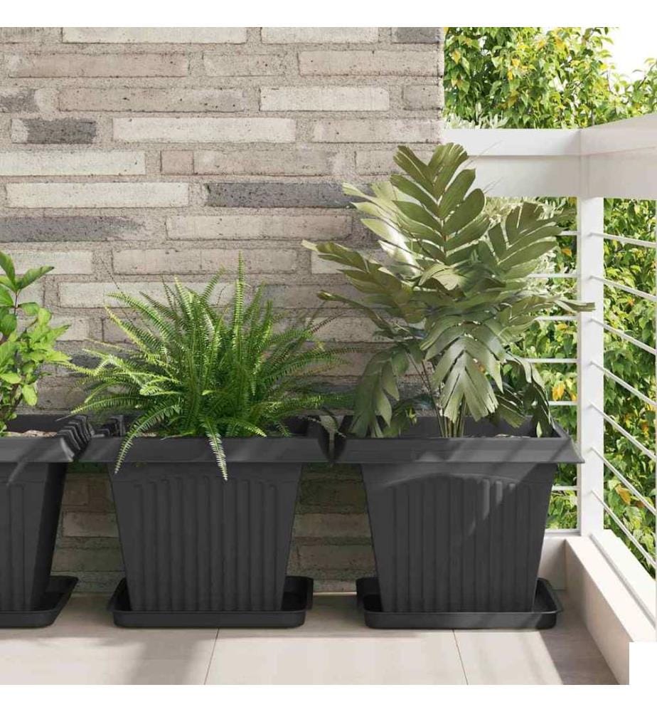 vidaXL Pot de Fleurs Carré 24 pcs Noir 43 x 43 x 33,5 cm Plastique