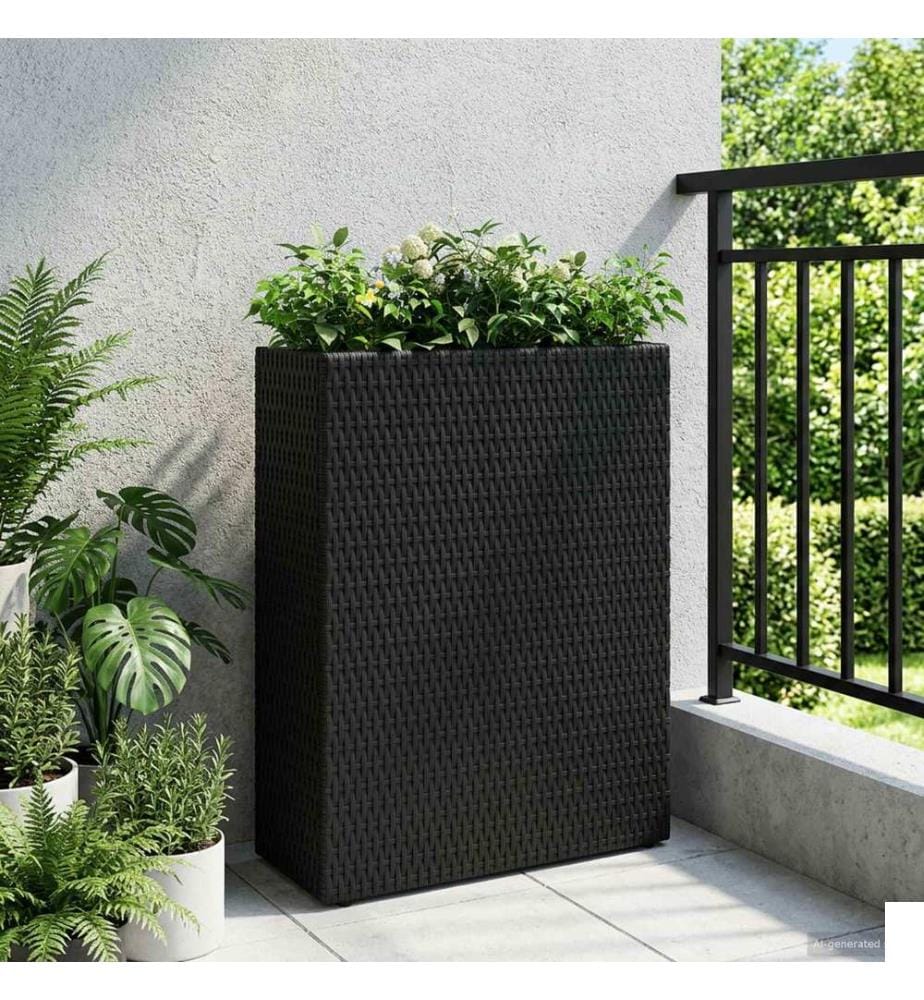 vidaXL Grand Pot Noir 55 x 22 x 70 cm polyrotin