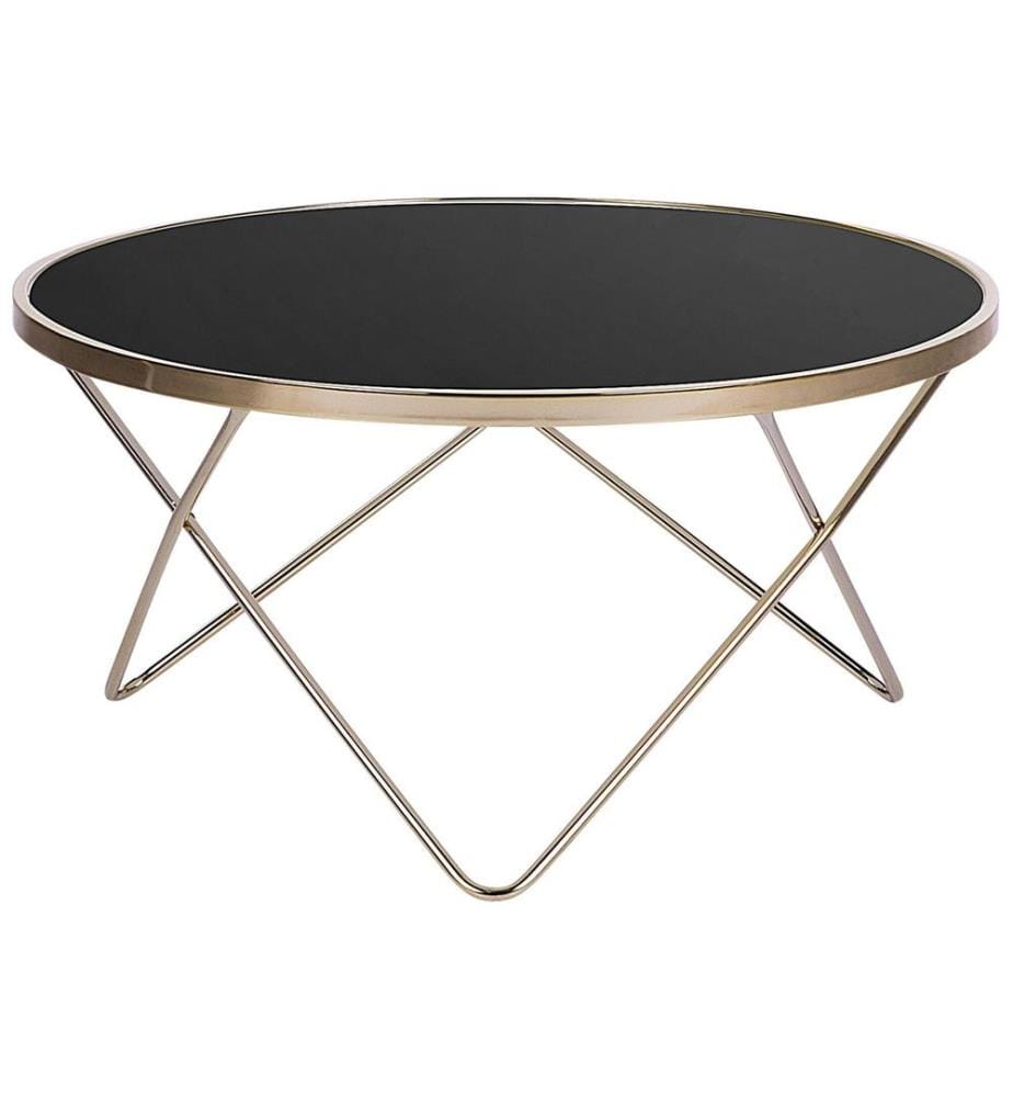 Table basse MERIDIAN Verre de sécurité Noir/doré
