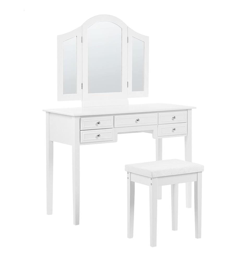 Coiffeuse avec miroir et tabouret LUMIERE Blanc