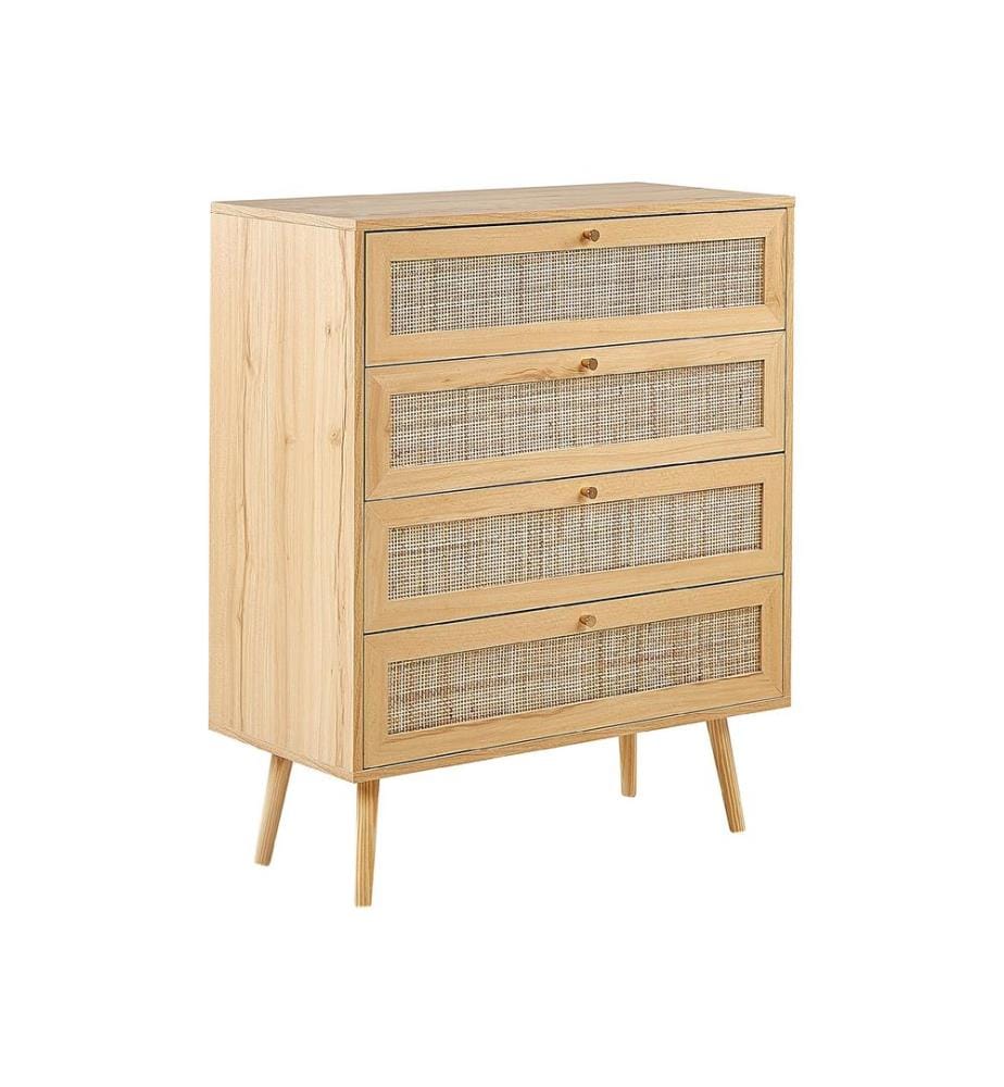 Commode à 4 tiroirs PEROTE Rotin Marron clair