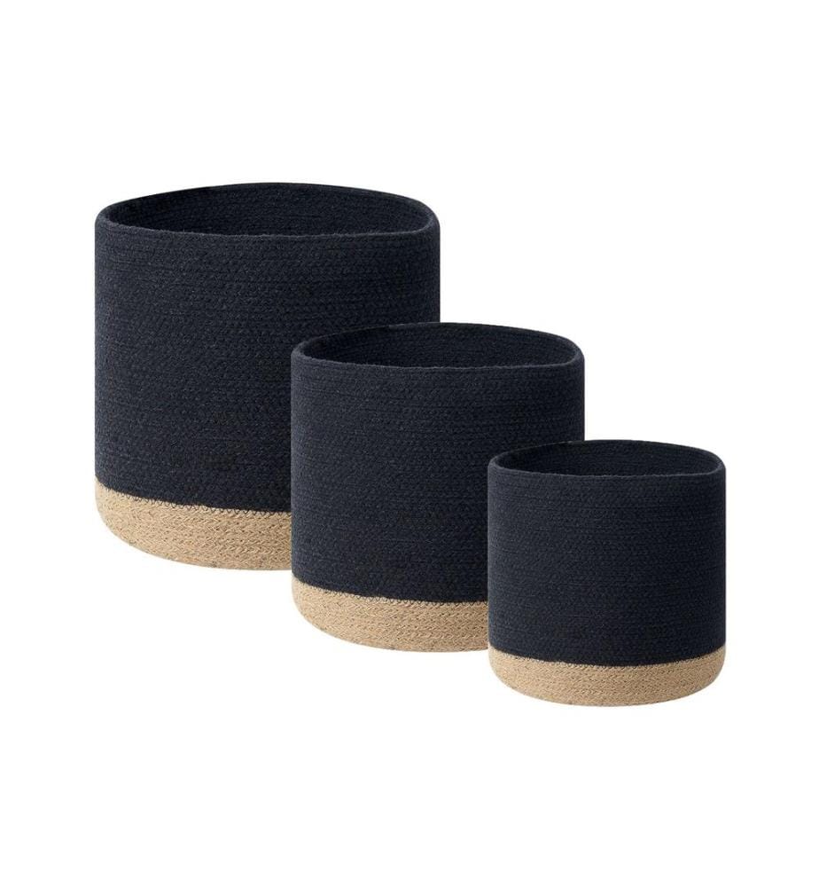 Lot de 3 paniers BASIMA Coton Noir