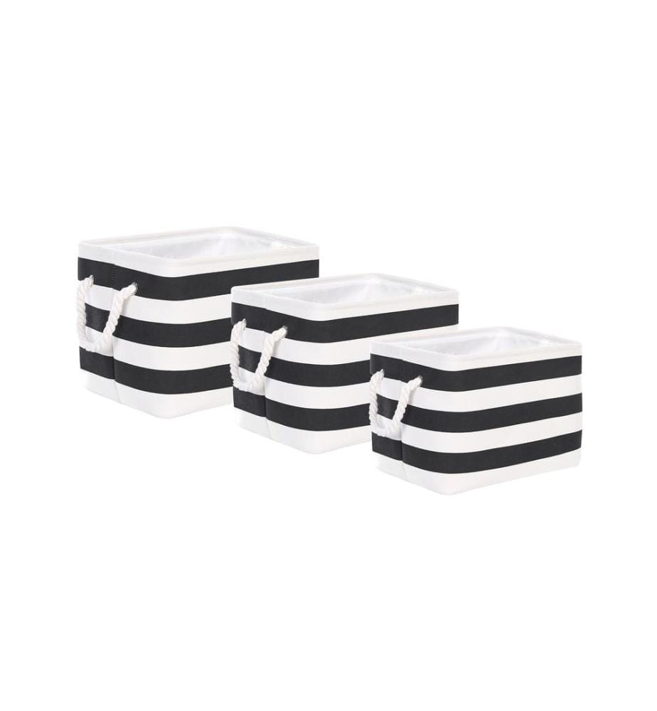 Lot de 3 paniers DARQAB Coton Noir/blanc