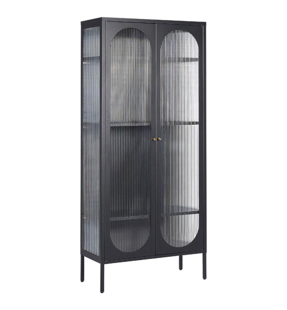 Vitrine en verre FOXTON Métal 80 cm Noir