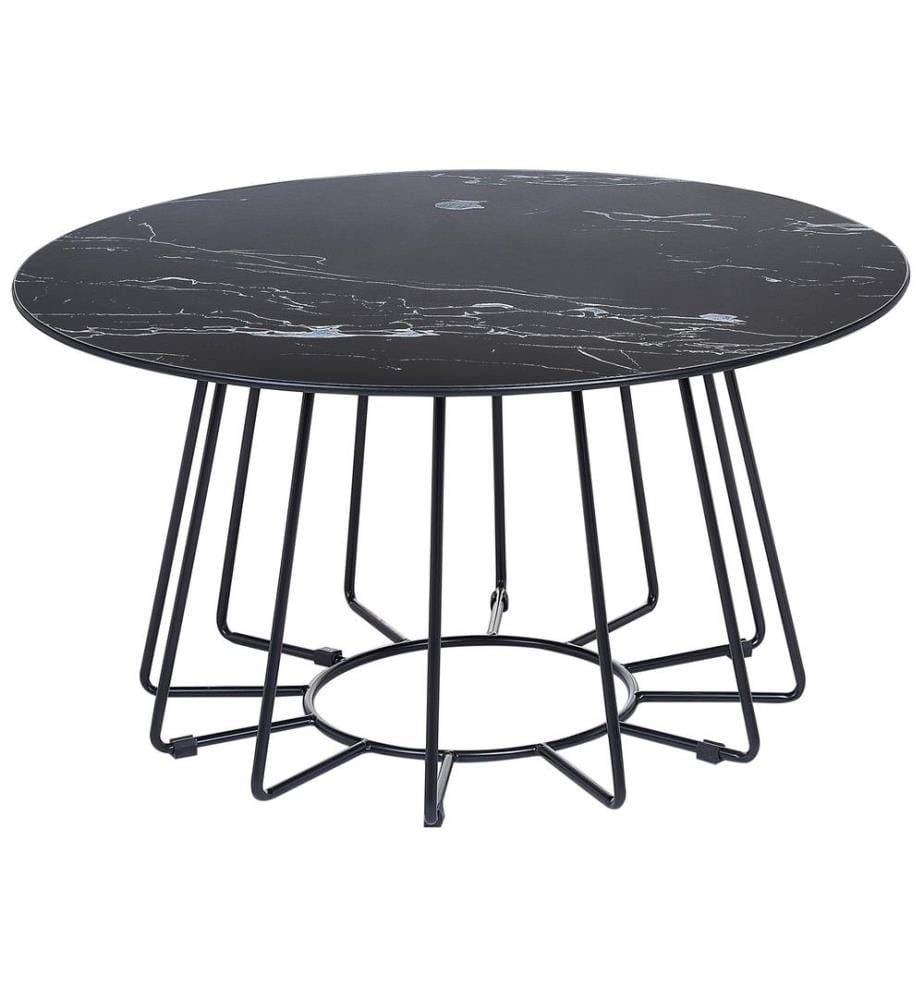 Table basse BERNIE Verre de sécurité Marbre noir