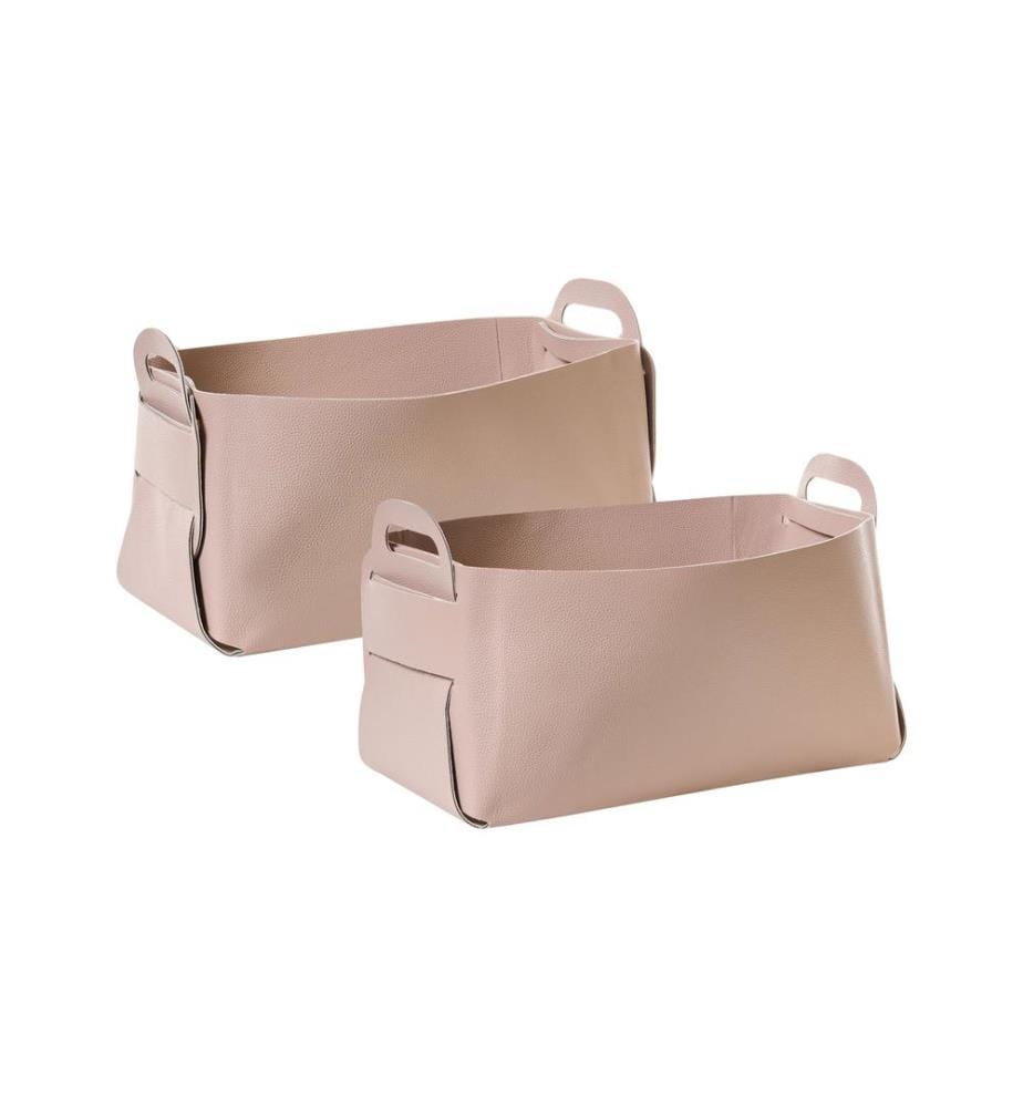 Lot de 2 paniers NUZI Cuir PU Rose pastel