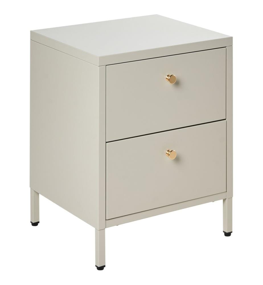 Table de nuit à 2 tiroirs KYLEA Métal Beige