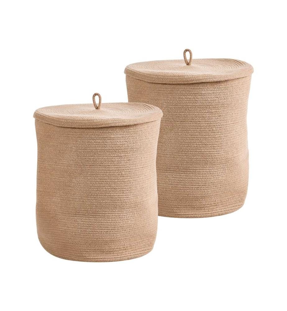 Lot de 2 paniers SILOPI Coton Beige