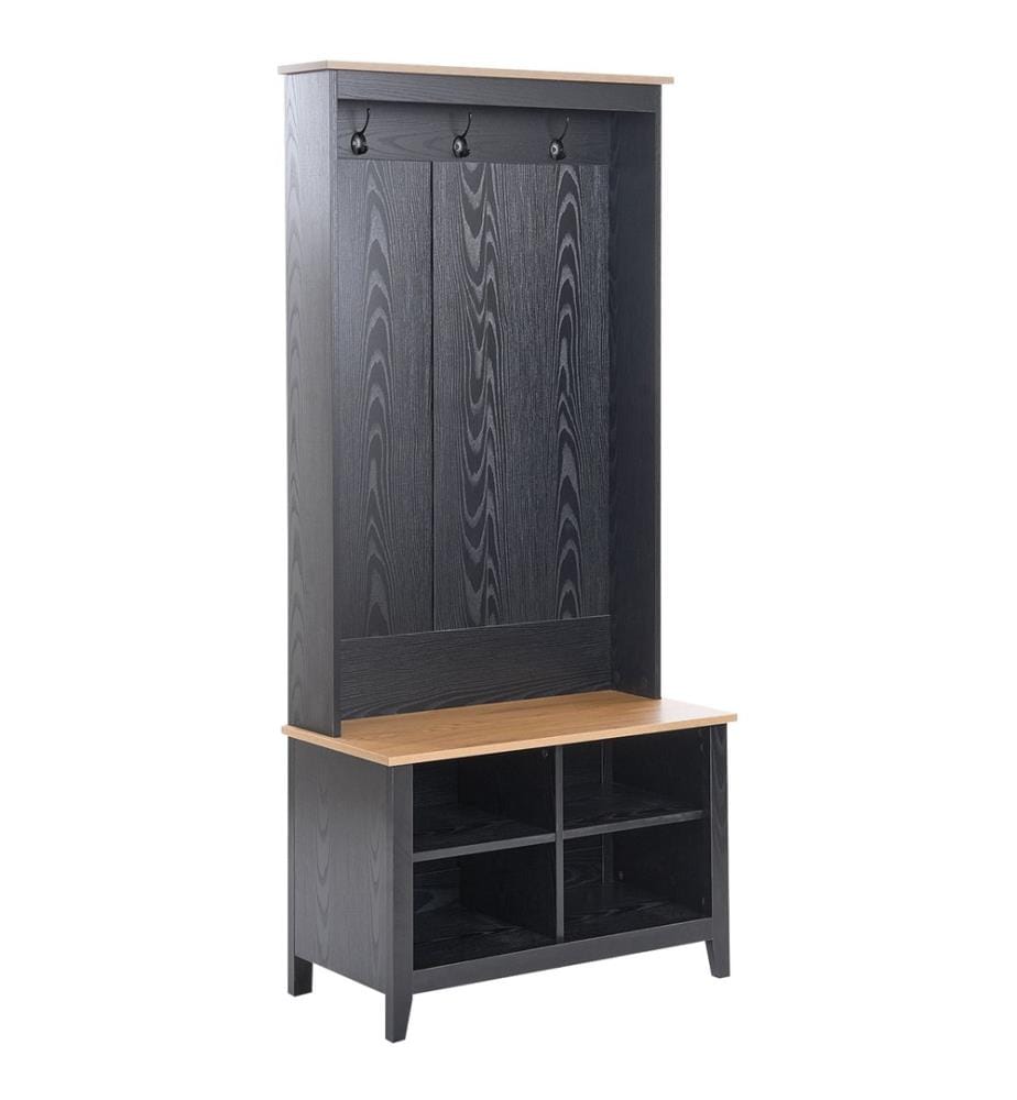 Rangement pour chaussures avec porte-manteau DURACK Noir/marron clair