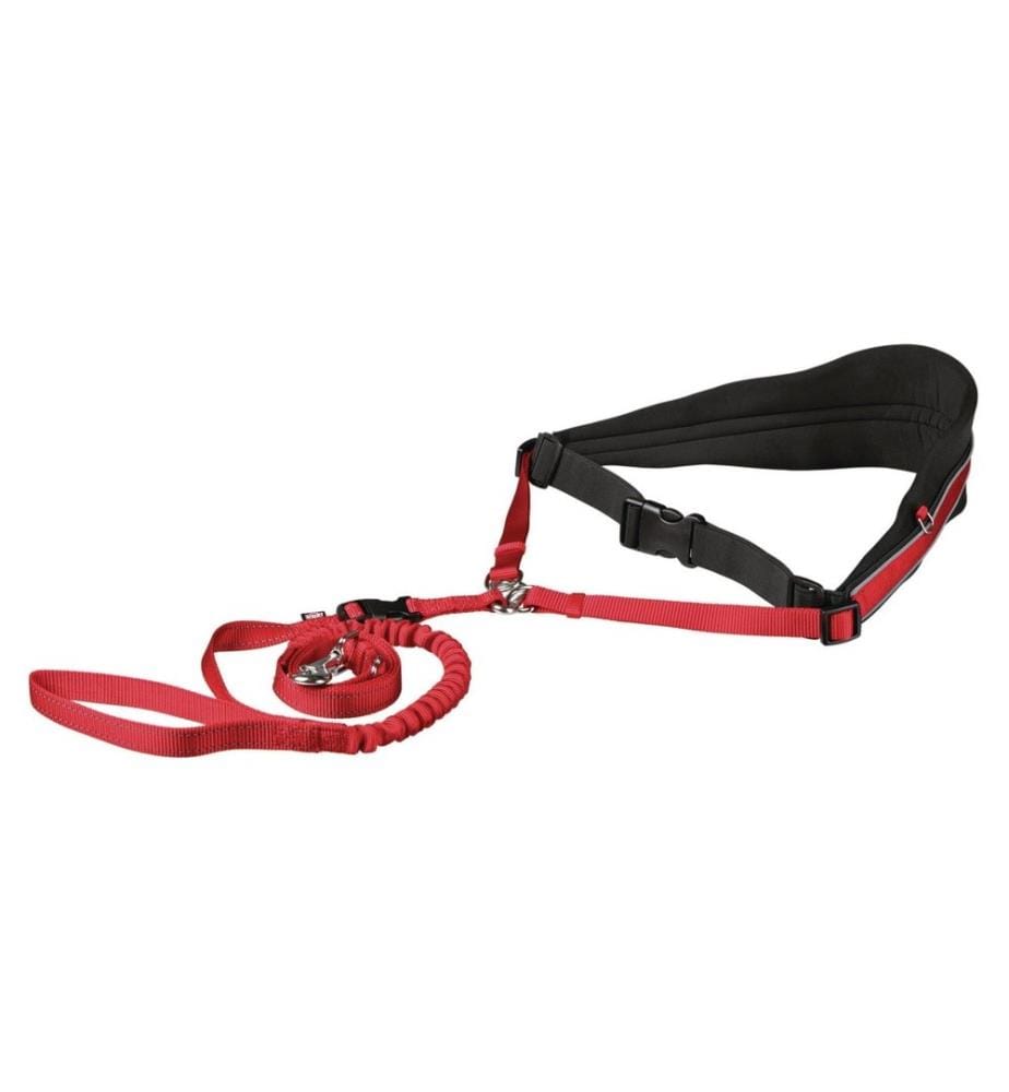 TRIXIE - Laisse de jogging Ceinture ventrale avec laisse, rouge