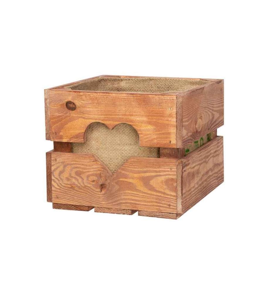 HOLZ ZOLLHAUS - Caisse au bois avec coupure de coeur, Brun 30 x 30 cm
