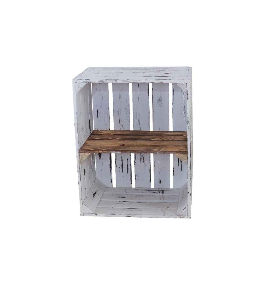 HOLZ ZOLLHAUS - Caisse au bois avec plancher intermédiaire Blanc, flammé