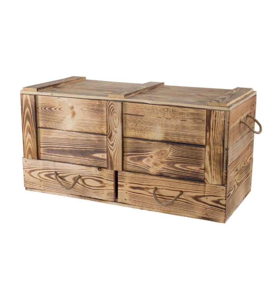 HOLZ ZOLLHAUS - Coffre Vintage flambé, 85 x 40 cm