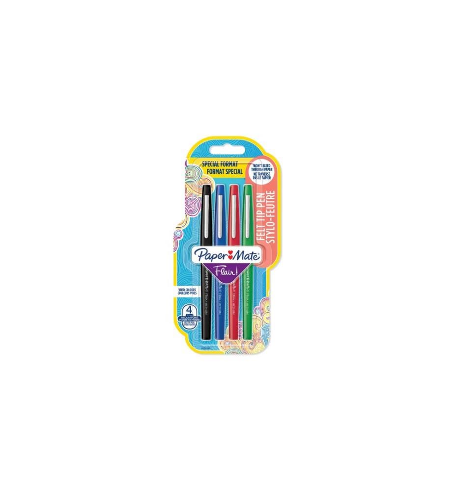 PAPER MATE - Fineliner Flair moyen 0.7 mm, 4 pièces