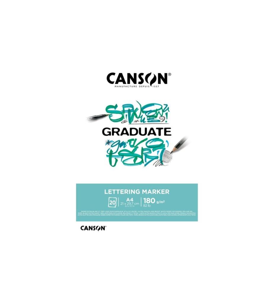 CANSON - Carnet de dessin Graduate Lettering Marker A4, 20 feuilles