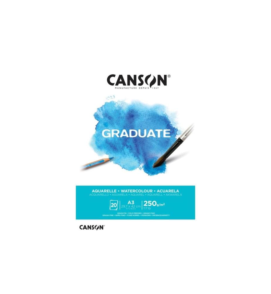 CANSON - Bloc aquarelle Graduate A3, 20 feuilles