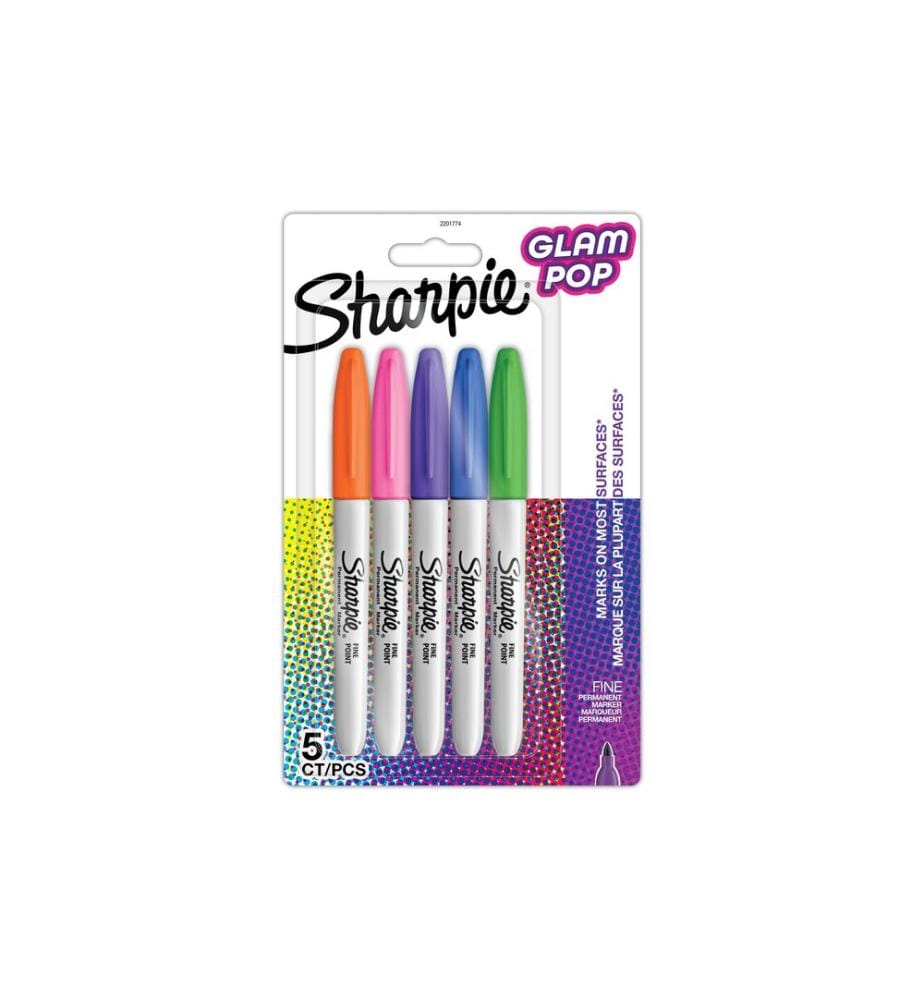 SHARPIE - Feutres de coloriage S-Note Glam Pop Permanent, paquet de 5