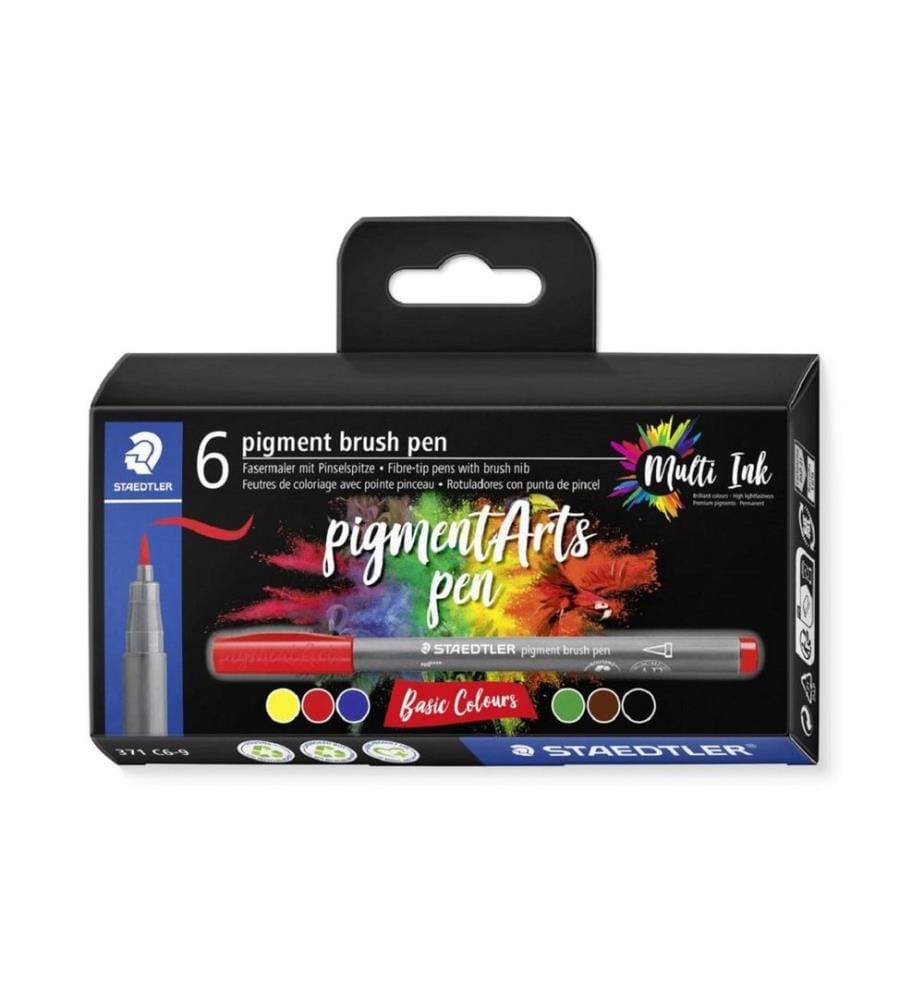 STAEDTLER - Feutres de coloriage Pigment Arts Brush Pen Basic Colours