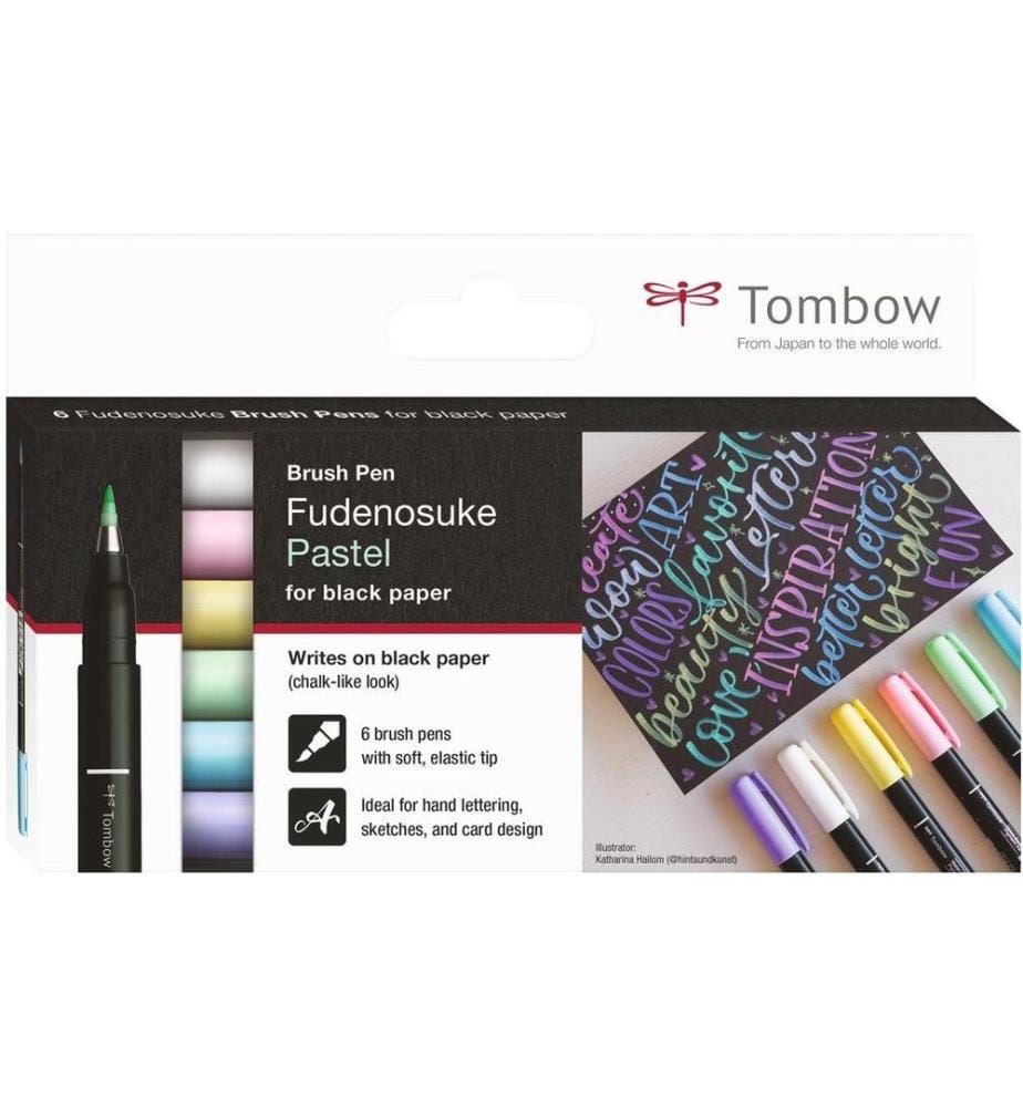 TOMBOW - Brushpen Fudenosuke pastel Lot de 6