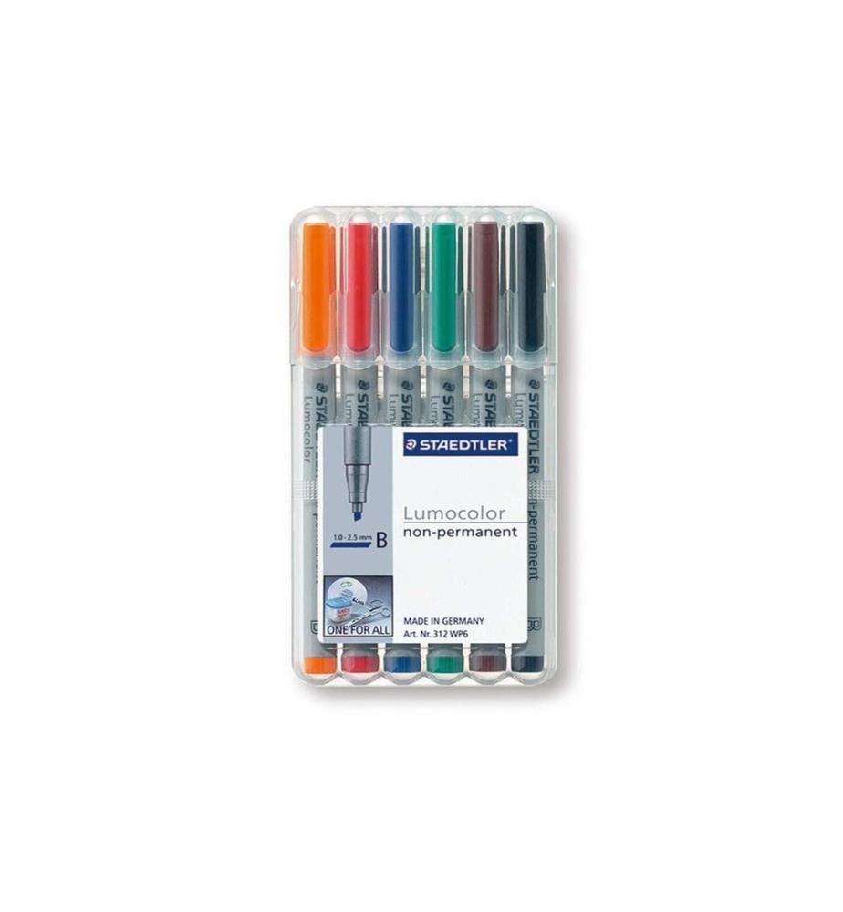 STAEDTLER - Stylo à feuilles Lumocolor 312 Lot de 6, solubles dans l'eau