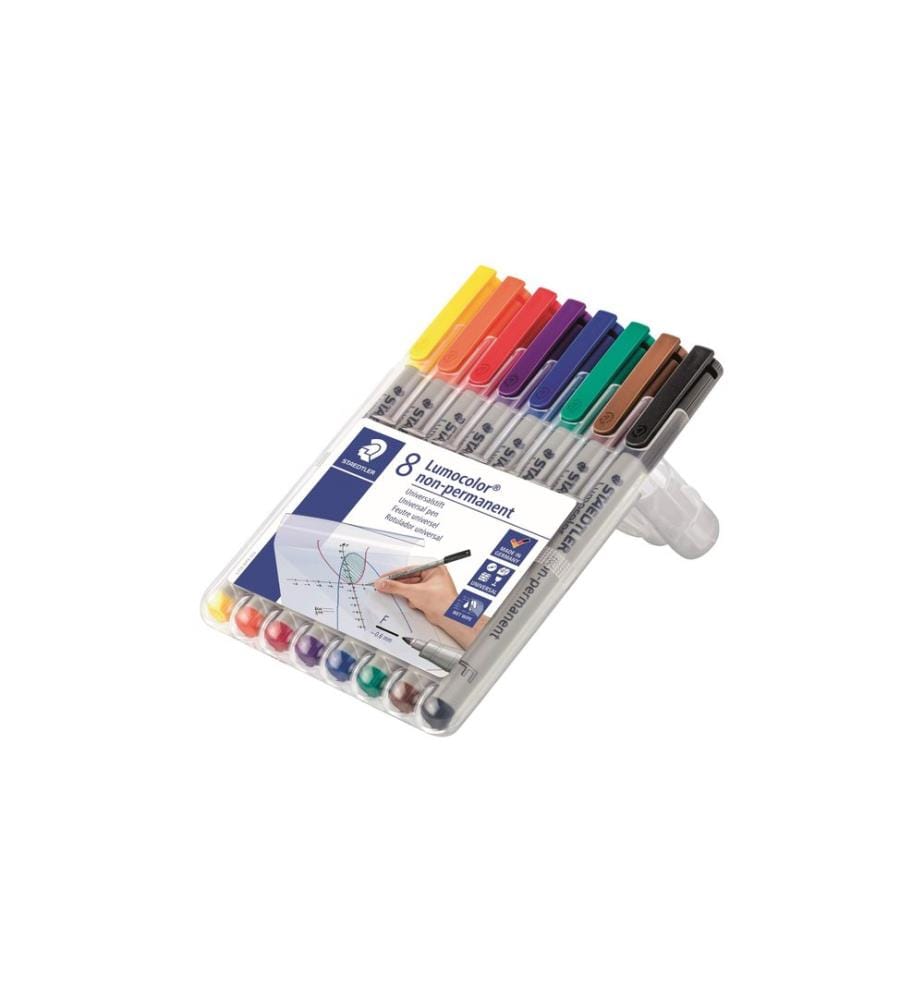 STAEDTLER - Stylo à feuilles Lumocolor 316 F Jeu de 8, solubles dans l'eau
