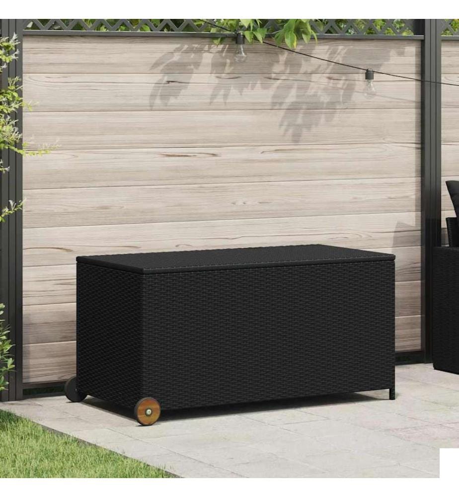 Boîte de rangement de jardin noir 120x65x61 cm résine tressée
