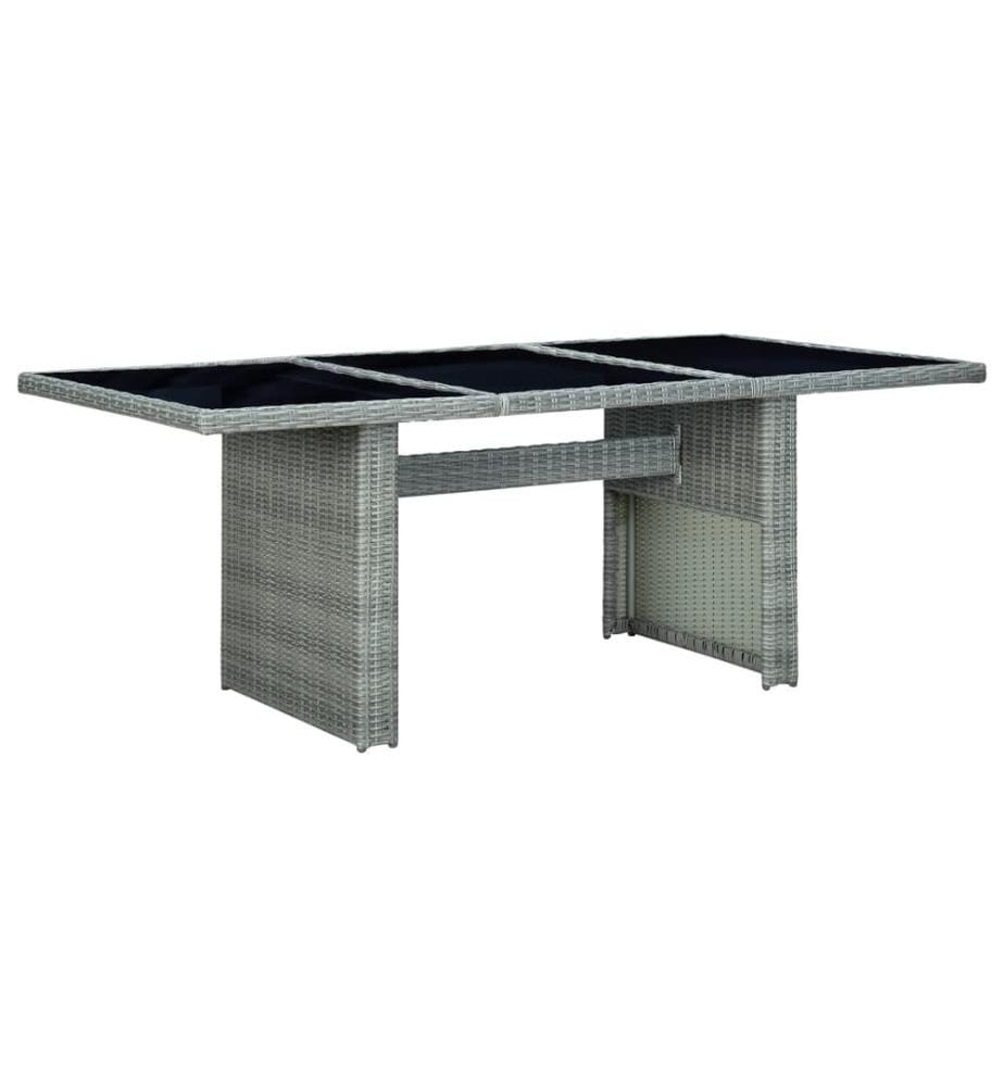 Table de jardin Gris clair Résine tressée et verre trempé
