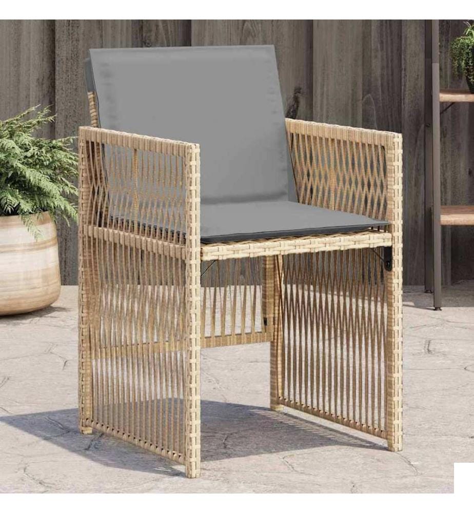 Chaises de jardin avec coussins lot de 4 mélange beige