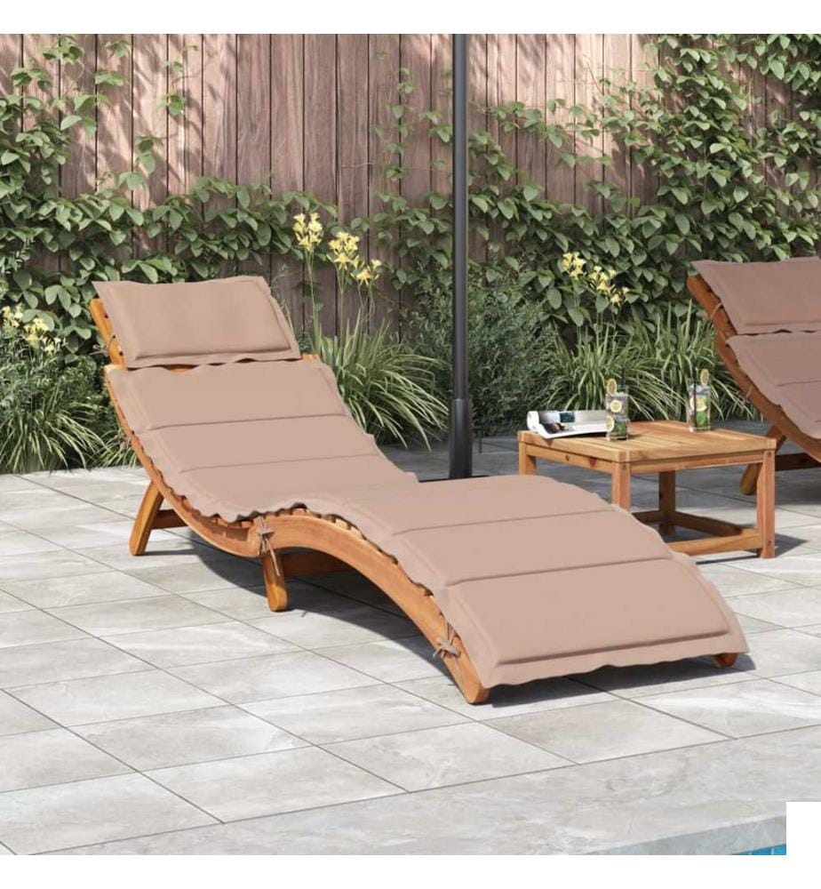 Chaise longue avec coussin taupe bois d'acacia solide