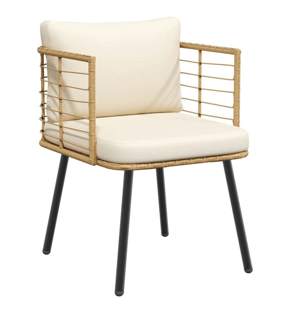 Chaise de jardin avec coussins naturel résine tressée