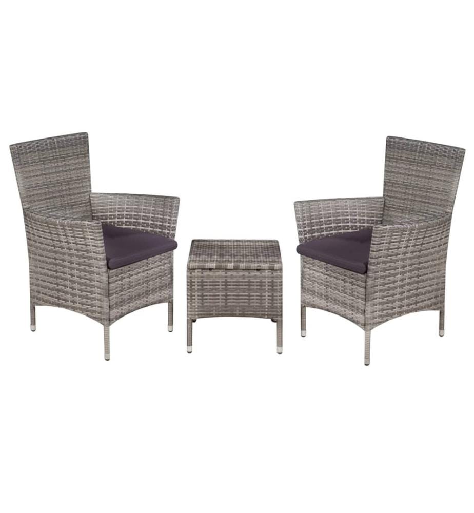 Mobilier de bistro 3 pcs Résine tressée Gris