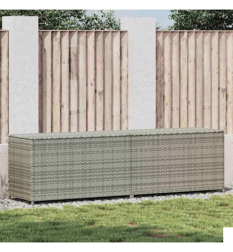 Boîte de rangement de jardin résine tressée 200x50x60 cm gris