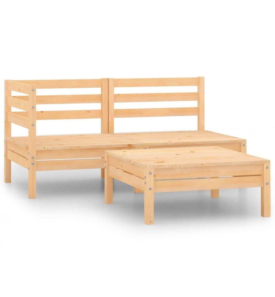 Salon de jardin 3 pcs bois massif de pin