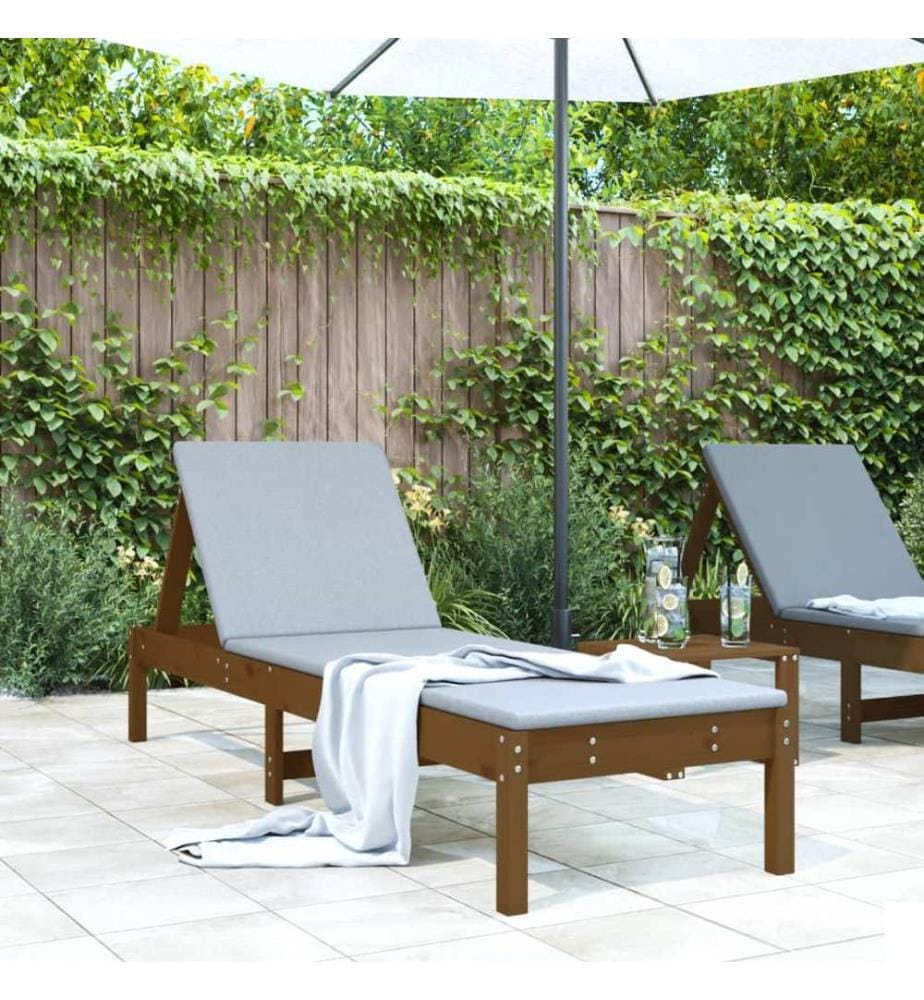 Chaise longue marron miel 199,5x60x74 cm bois massif de pin
