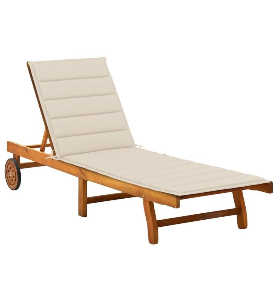 Chaise longue de jardin avec coussin Bois d'acacia solide