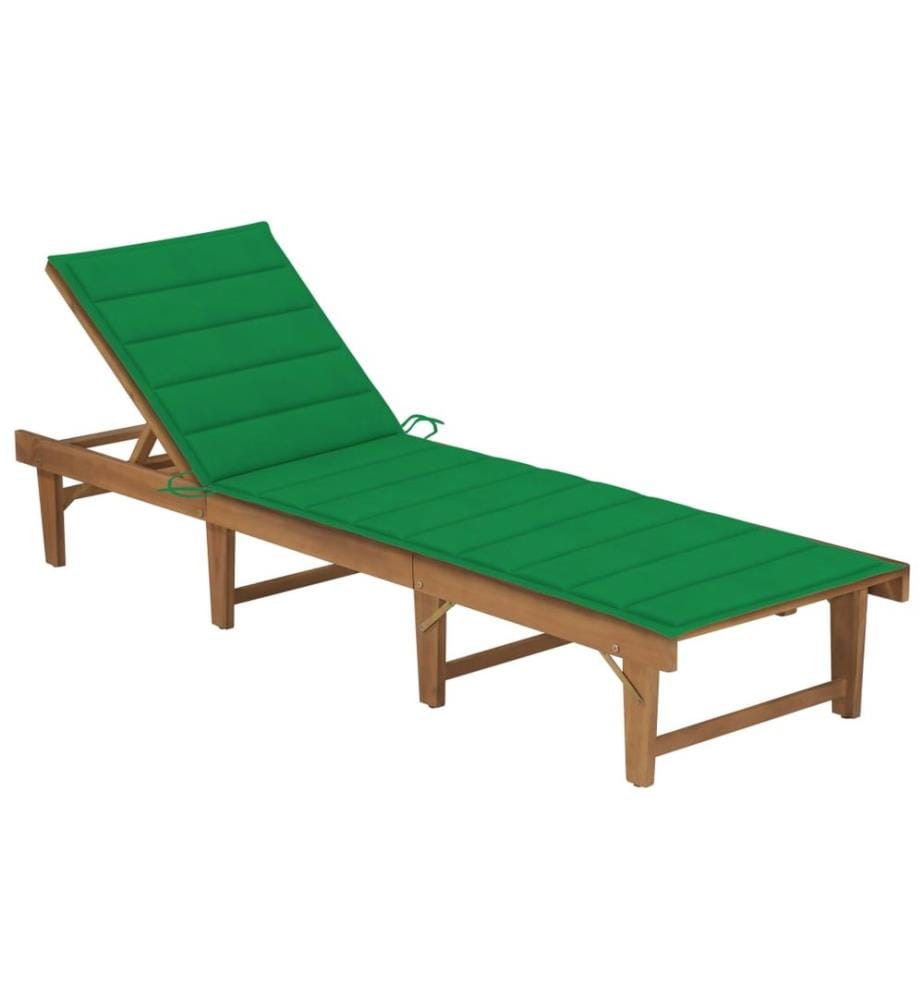 Chaise longue pliable avec coussin Bois d'acacia solide
