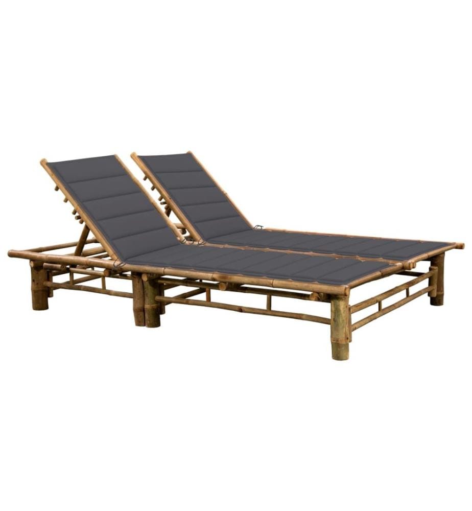 Chaise longue pour 2 personnes avec coussins Bambou