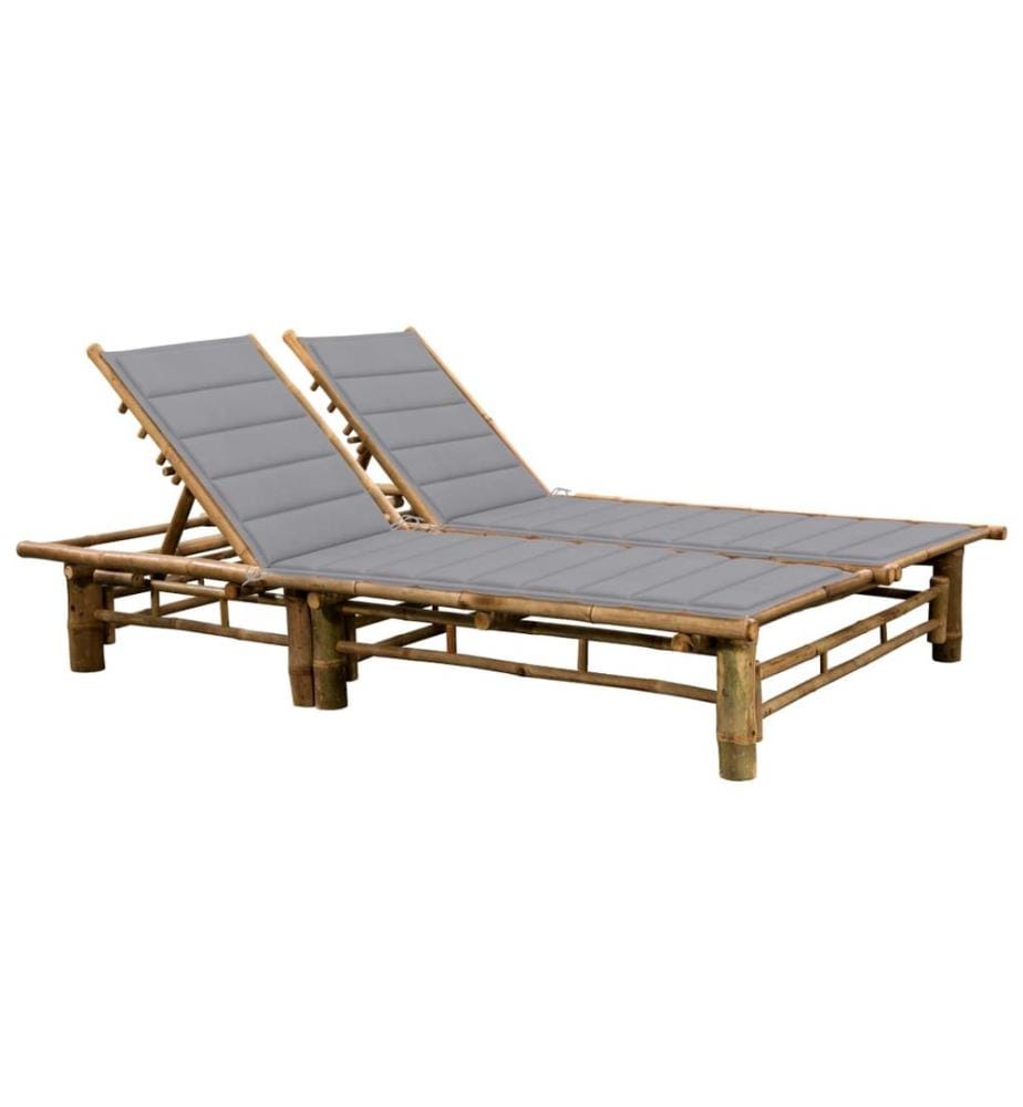 Chaise longue pour 2 personnes avec coussins Bambou
