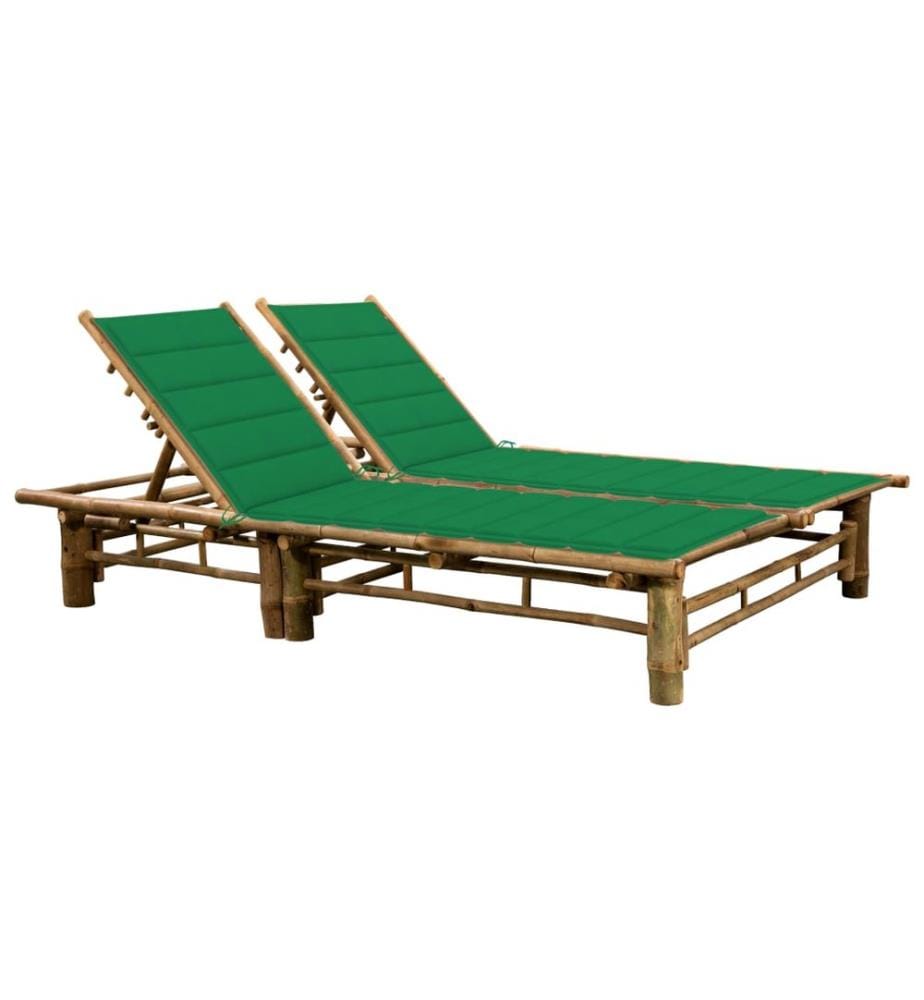 Chaise longue pour 2 personnes avec coussins Bambou