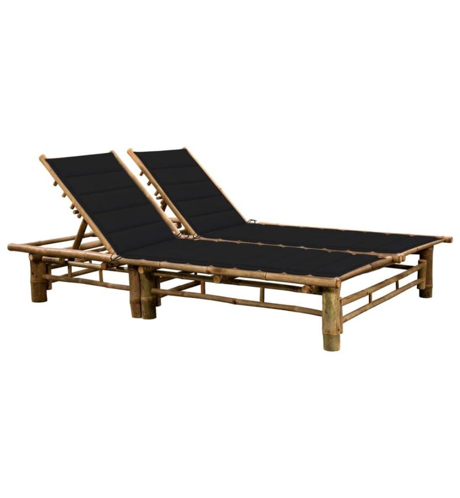 Chaise longue pour 2 personnes avec coussins Bambou