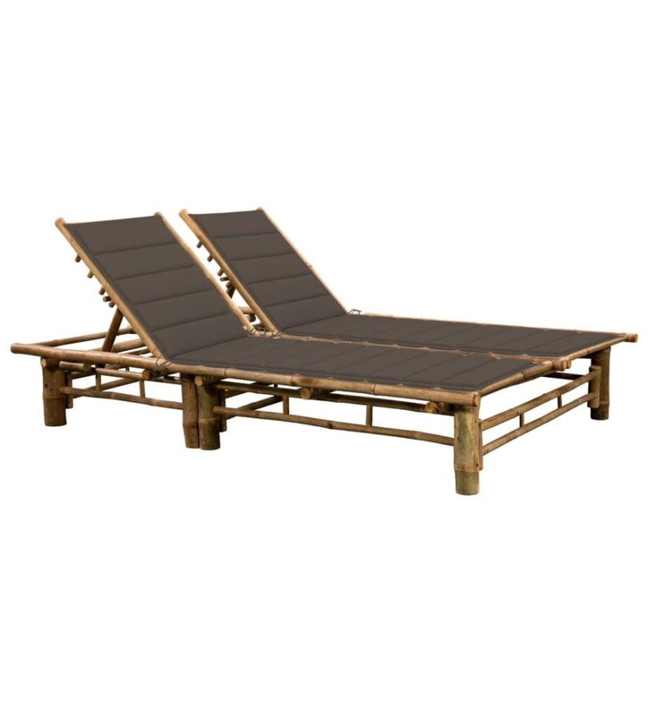 Chaise longue pour 2 personnes avec coussins Bambou
