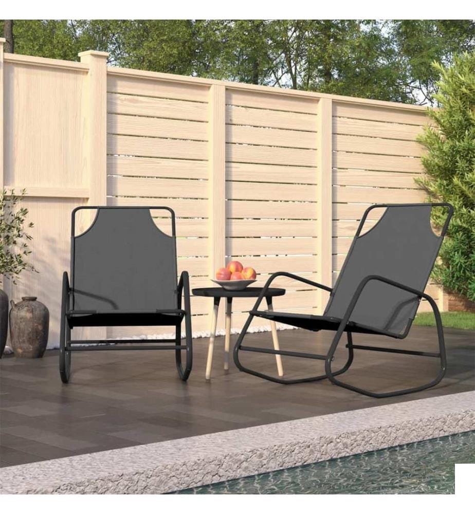 Chaises longues à bascule 2 pcs Gris Acier et textilène