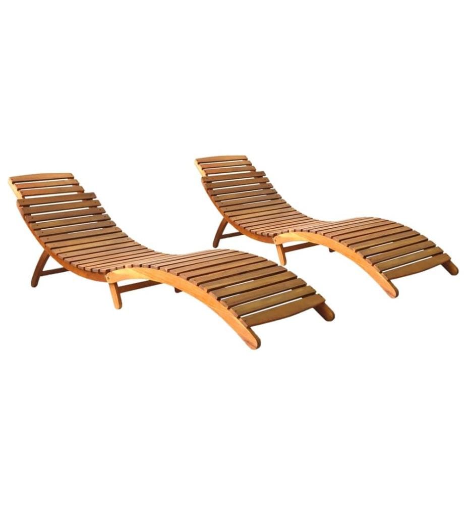 Chaises longues lot de 2 Bois d'acacia solide