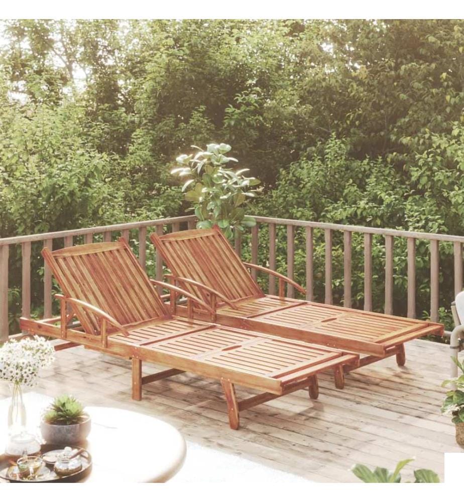 Chaises longues lot de 2 Bois d'acacia solide
