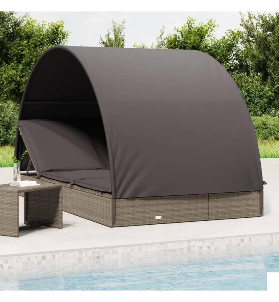 Transat 2 places avec toit rond gris 211x112x140 cm