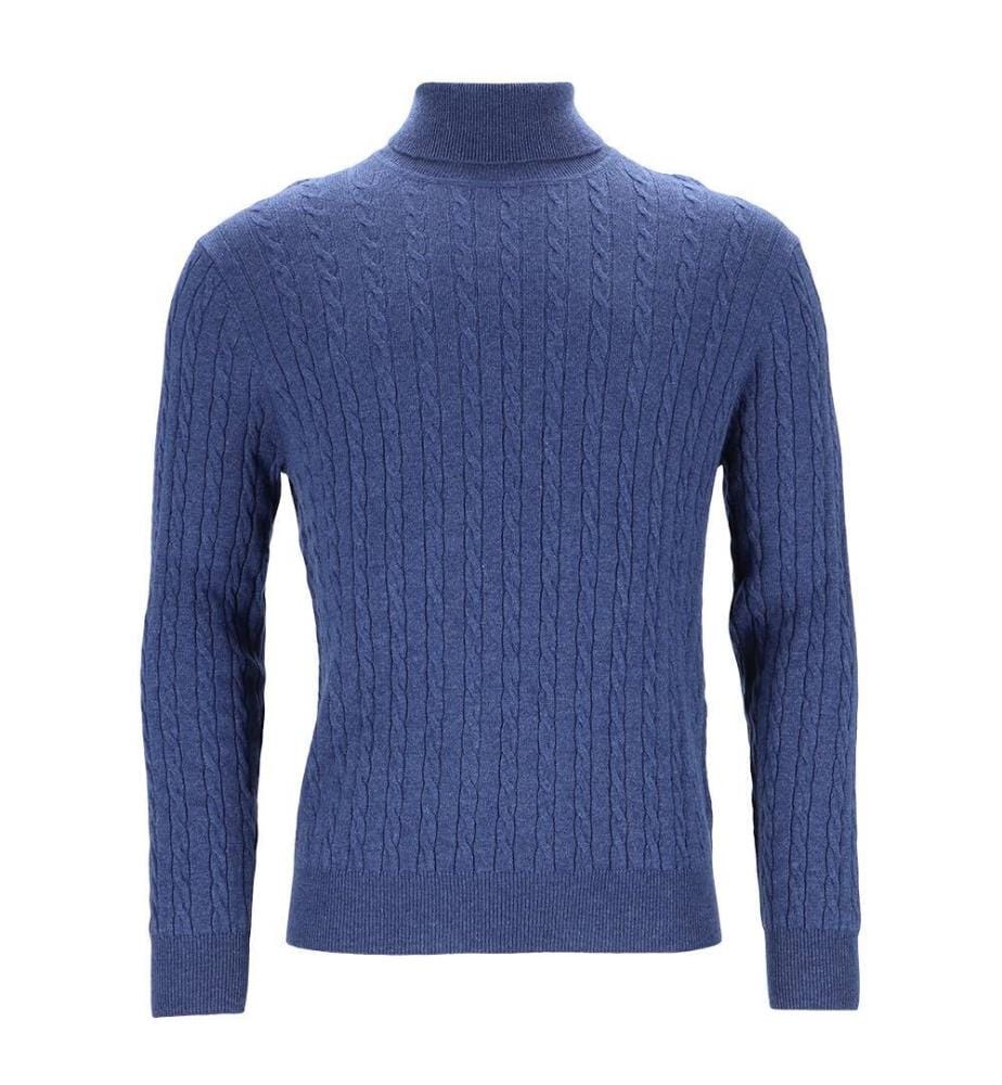 Pull Col Roulé - 50% Cachemire & 50% Laine - Bleu